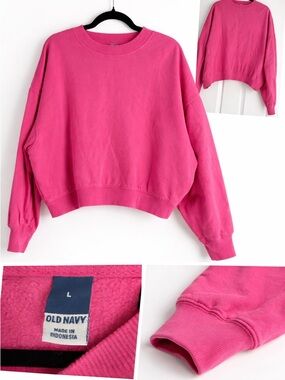 🌸 Old Navy Bright Pink Cropped Sweatshirt
